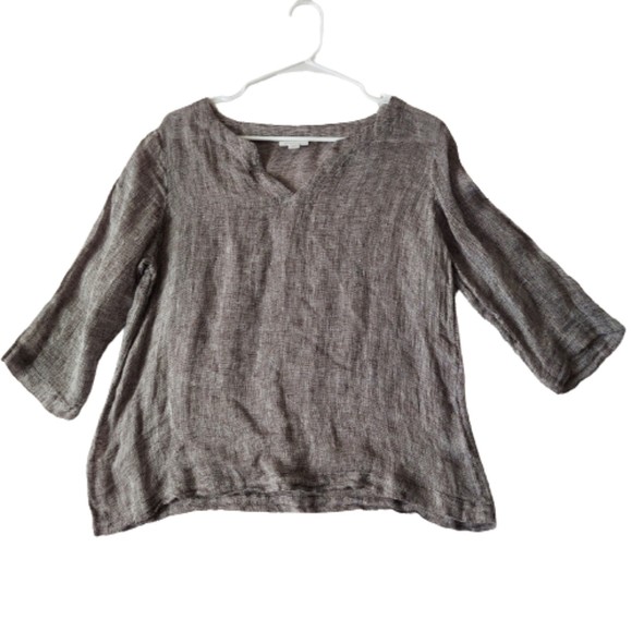 J. Jill Pure Jill 100% Linen Gray Blouse Women's Size SP - Picture 1 of 14